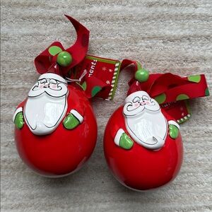 Set of 2 Grasslands Road Holiday Studio 100 Personalized Santa Ornament Ceramic